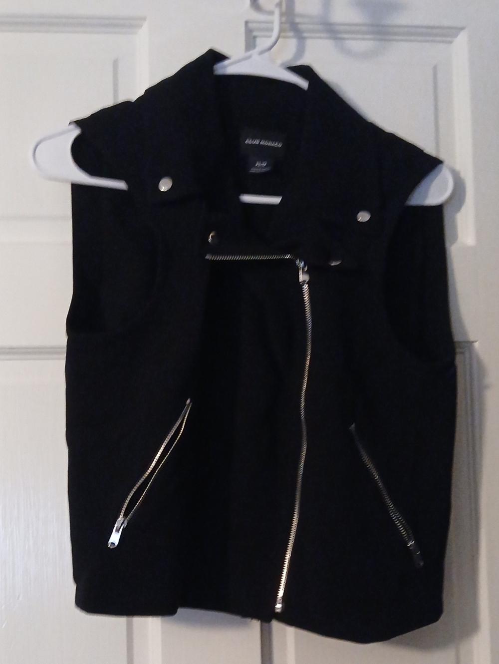 Club Monaco Black Sleeveless Moto Vest with Silver Zippers